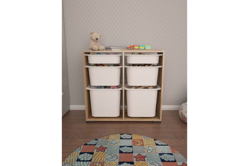 Flerbruks Kapasitetskap Carla Valnøtt Hvit - Valnøtt Hvit - Oppbevaring - Oppbevaring til småting - Oppbevaringsbokser