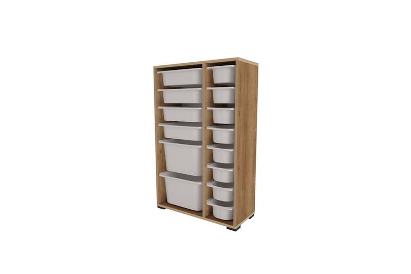 Flerbruks Kapasitetskap Kjerne (69,5 x 109 x 30 cm) Eik / Hvit - Eik / Hvit - Oppbevaring - Oppbevaring til småting - Oppbevaringsbokser