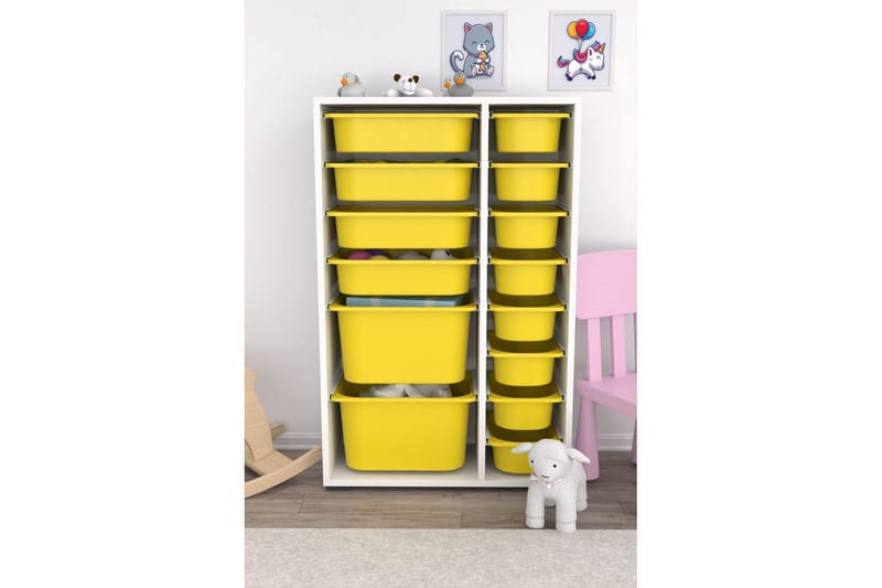 Flerbruks Kapasitetskap Kjerne (69,5 x 109 x 30 cm) Gul - Gul - Oppbevaring - Oppbevaring til småting - Oppbevaringsbokser