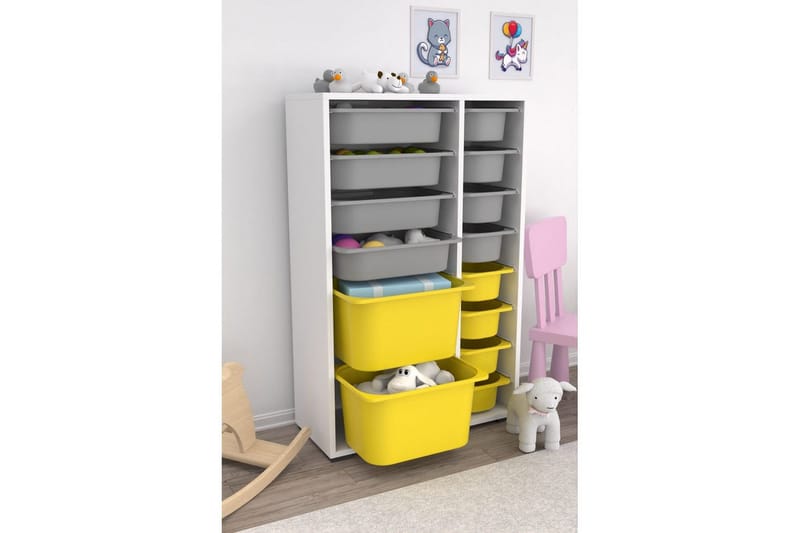 Flerbruks Kapasitetskap Kjerne (69,5 x 109 x 30 cm) Hvit / Grå / Gul - Hvit / Grå / Gul - Oppbevaring - Oppbevaring til småting - Oppbevaringsbokser