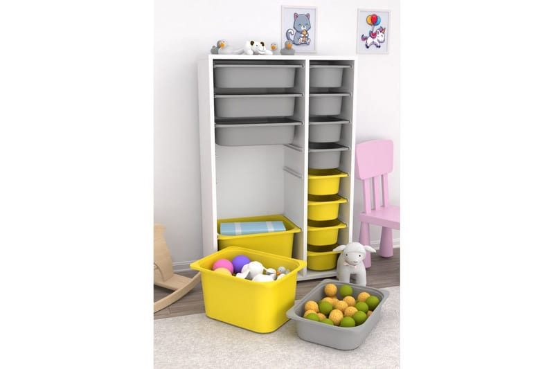 Flerbruks Kapasitetskap Kjerne (69,5 x 109 x 30 cm) Hvit / Grå / Gul - Hvit / Grå / Gul - Oppbevaring - Oppbevaring til småting - Oppbevaringsbokser
