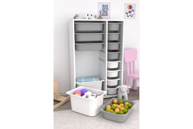 Flerbruks Kapasitetskap Kjerne (69,5 x 109 x 30 cm) Hvit / Grå - Hvit / Grå - Oppbevaring - Oppbevaring til småting - Oppbevaringsbokser