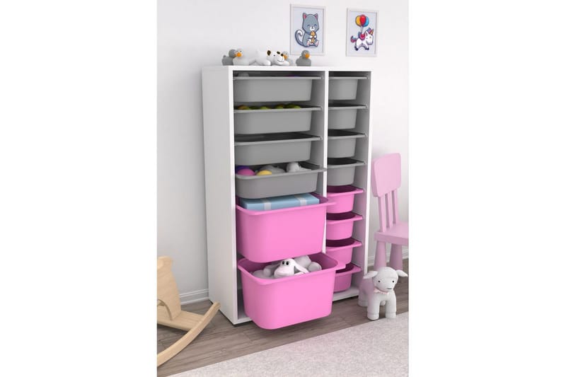 Flerbruks Kapasitetskap Kjerne (69,5 x 109 x 30 cm) Hvit / Grå / Veyaa - Hvit / Grå / Veyaa - Oppbevaring - Oppbevaring til småting - Oppbevaringsbokser