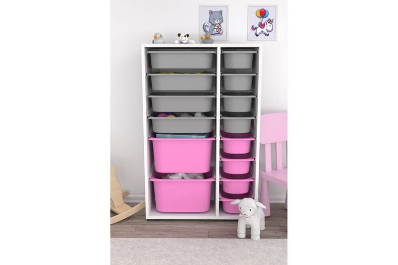 Flerbruks Kapasitetskap Kjerne (69,5 x 109 x 30 cm) Hvit / Grå / Veyaa - Hvit / Grå / Veyaa - Oppbevaring - Oppbevaring til småting - Oppbevaringsbokser