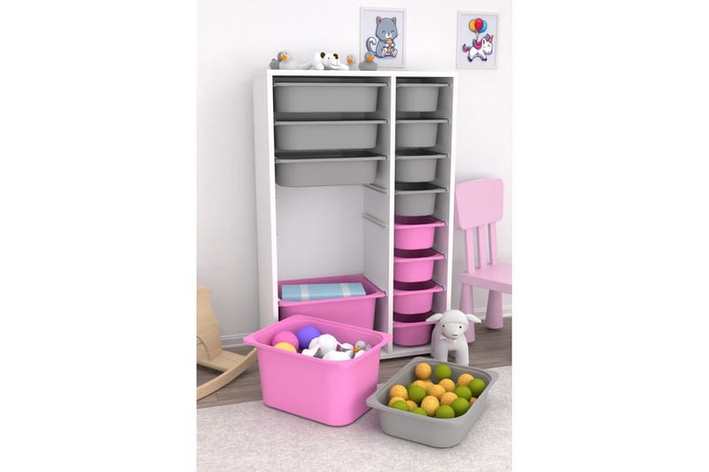Flerbruks Kapasitetskap Kjerne (69,5 x 109 x 30 cm) Hvit / Grå / Veyaa - Hvit / Grå / Veyaa - Oppbevaring - Oppbevaring til småting - Oppbevaringsbokser