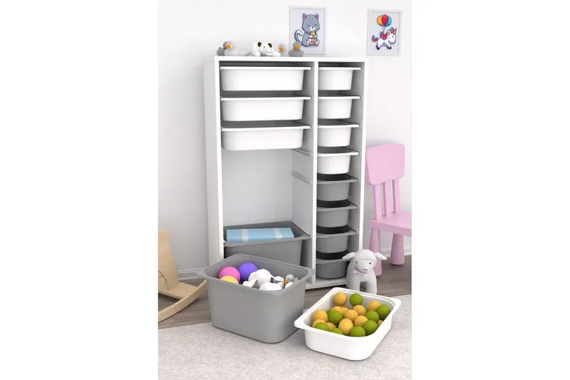 Flerbruks Kapasitetskap Kjerne (69,5 x 109 x 30 cm) HvitGrå 2 - HvitGrå 2 - Oppbevaring - Oppbevaring til småting - Oppbevaringsbokser