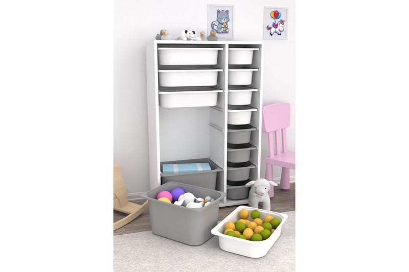 Flerbruks Kapasitetskap Kjerne (69,5 x 109 x 30 cm) HvitGrå 2 - HvitGrå 2 - Oppbevaring - Oppbevaring til småting - Oppbevaringsbokser