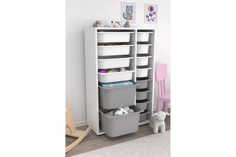 Flerbruks Kapasitetskap Kjerne (69,5 x 109 x 30 cm) HvitGrå 2 - HvitGrå 2 - Oppbevaring - Oppbevaring til småting - Oppbevaringsbokser