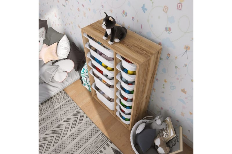 Flerbruks Kapasitetskap Kjerne (69,5 x 109 x 30 cm) Valnøtt / Hvit - Valnøtt / Hvit - Oppbevaring - Oppbevaring til småting - Oppbevaringsbokser