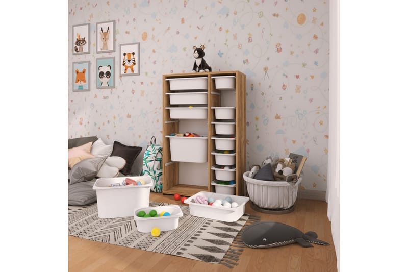 Flerbruks Kapasitetskap Kjerne (69,5 x 109 x 30 cm) Valnøtt / Hvit - Valnøtt / Hvit - Oppbevaring - Oppbevaring til småting - Oppbevaringsbokser