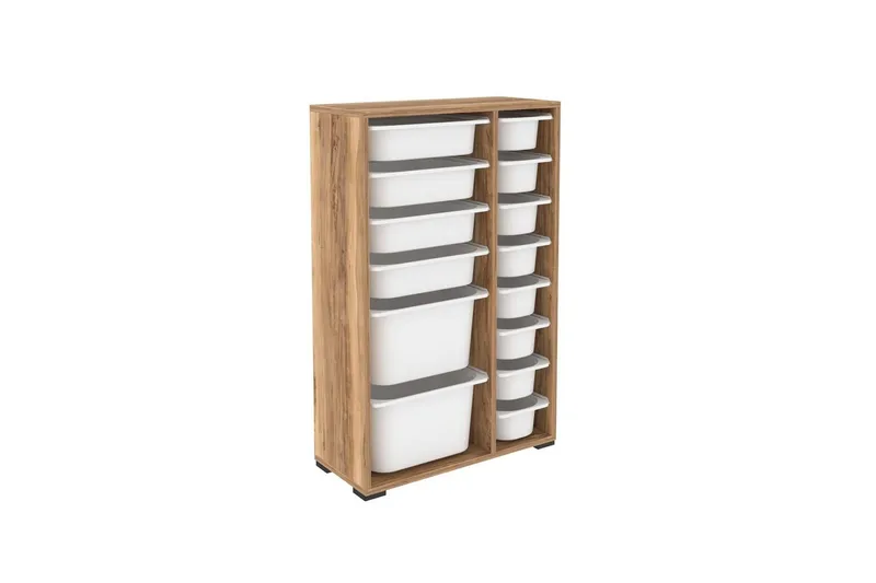 Flerbruks Kapasitetskap Kjerne (69,5 x 109 x 30 cm) Valnøtt / Hvit - Valnøtt / Hvit - Oppbevaring - Oppbevaring til småting - Oppbevaringsbokser