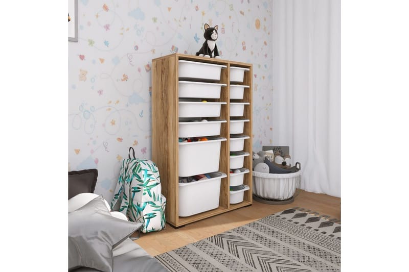 Flerbruks Kapasitetskap Kjerne (69,5 x 109 x 30 cm) Valnøtt / Hvit - Valnøtt / Hvit - Oppbevaring - Oppbevaring til småting - Oppbevaringsbokser