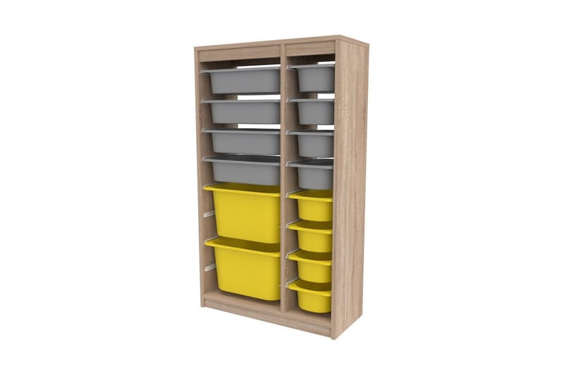 Flerbruks Kapasitetskap Montana (69 x 112,2 x 29,6 cm) Sonomo Grå / Gul - Sonomo Grå / Gul - Oppbevaring - Oppbevaring til småting - Oppbevaringsbokser