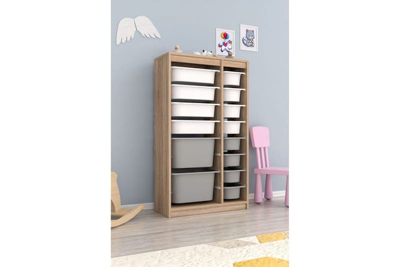 Flerbruks Kapasitetskap Montana (69 x 112,2 x 29,6 cm) Sonomo Hvit / Grå - Sonomo Hvit / Grå - Oppbevaring - Oppbevaring til småting - Oppbevaringsbokser