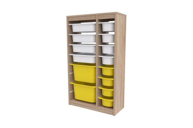 Flerbruks Kapasitetskap Montana (69 x 112,2 x 29,6 cm) Sonomo Hvit / Gul - Sonomo Hvit / Gul - Oppbevaring - Oppbevaring til småting - Oppbevaringsbokser