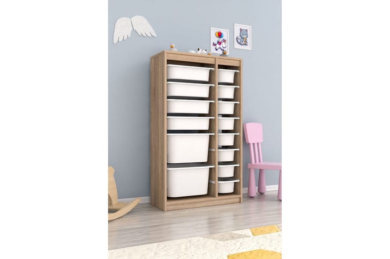 Flerbruks Kapasitetskap Montana (69 x 112,2 x 29,6 cm) Sonomo Hvit - Sonomo Hvit - Oppbevaring - Oppbevaring til småting - Oppbevaringsbokser