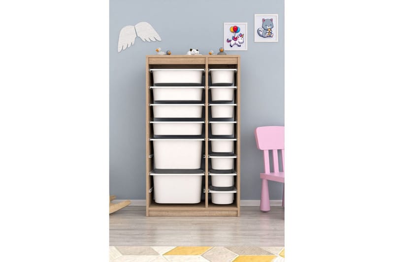 Flerbruks Kapasitetskap Montana (69 x 112,2 x 29,6 cm) Sonomo Hvit - Sonomo Hvit - Oppbevaring - Oppbevaring til småting - Oppbevaringsbokser