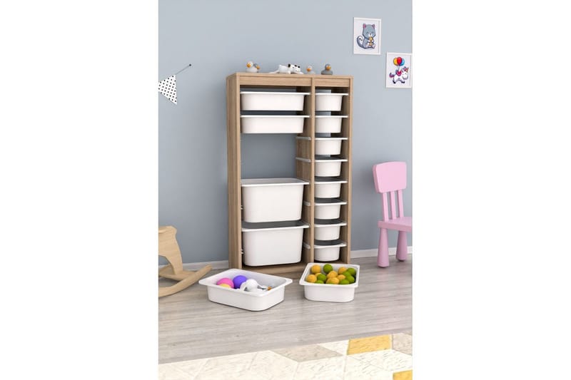 Flerbruks Kapasitetskap Montana (69 x 112,2 x 29,6 cm) Sonomo Hvit - Sonomo Hvit - Oppbevaring - Oppbevaring til småting - Oppbevaringsbokser