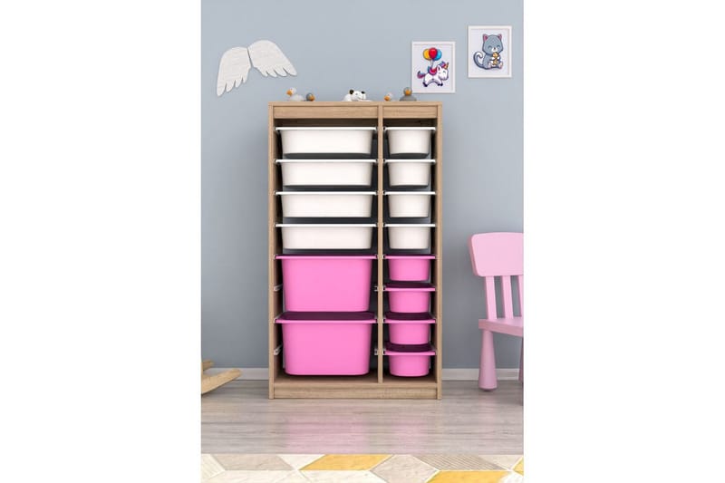 Flerbruks Kapasitetskap Montana (69 x 112,2 x 29,6 cm) Sonomo Hvit / Veyaa - Sonomo Hvit / Veyaa - Oppbevaring - Oppbevaring til småting - Oppbevaringsbokser