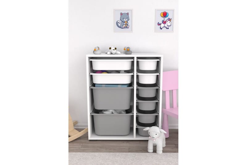 Flerbruks Kapasitetskap Sosan K6B Hvit / Grå - Hvit / Grå - Oppbevaring - Oppbevaring til småting - Oppbevaringsbokser