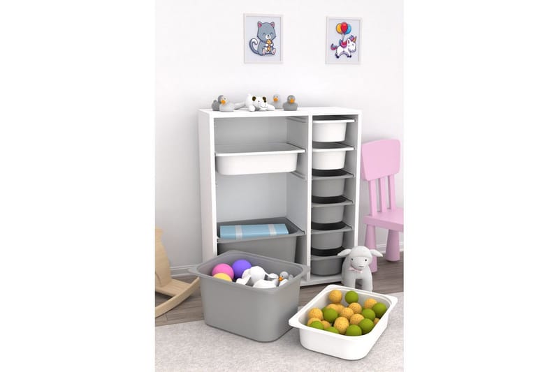Flerbruks Kapasitetskap Sosan K6B Hvit / Grå - Hvit / Grå - Oppbevaring - Oppbevaring til småting - Oppbevaringsbokser
