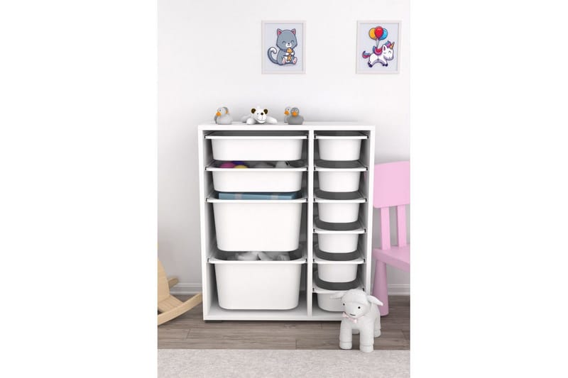 Flerbruks Kapasitetskap Sosan K6B Hvit - Hvit - Oppbevaring - Oppbevaring til småting - Oppbevaringsbokser