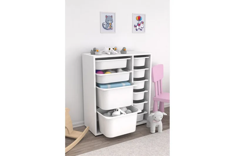 Flerbruks Kapasitetskap Sosan K6B Hvit - Hvit - Oppbevaring - Oppbevaring til småting - Oppbevaringsbokser