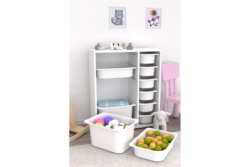 Flerbruks Kapasitetskap Sosan K6B Hvit - Hvit - Oppbevaring - Oppbevaring til småting - Oppbevaringsbokser