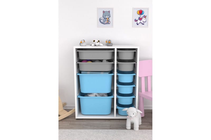 Flerbruks Kapasitetskap Sosan K6U Hvit / Grå / Blå - Hvit / Grå / Blå - Oppbevaring - Oppbevaring til småting - Oppbevaringsbokser