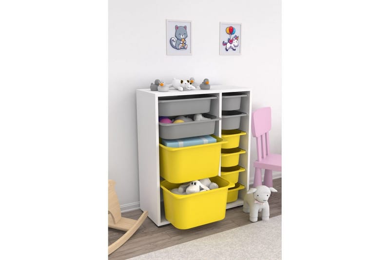 Flerbruks Kapasitetskap Sosan K6U Hvit / Grå / Gul - Hvit / Grå / Gul - Oppbevaring - Oppbevaring til småting - Oppbevaringsbokser