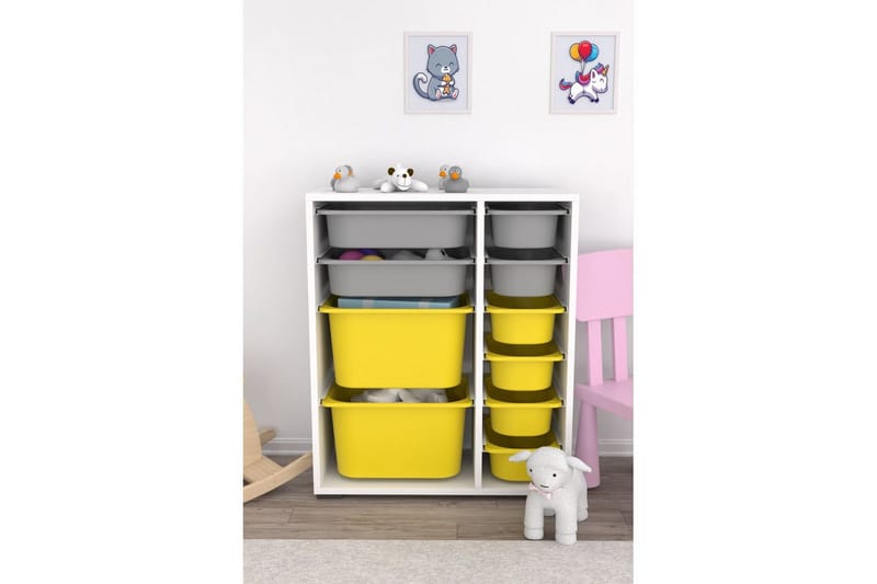 Flerbruks Kapasitetskap Sosan K6U Hvit / Grå / Gul - Hvit / Grå / Gul - Oppbevaring - Oppbevaring til småting - Oppbevaringsbokser