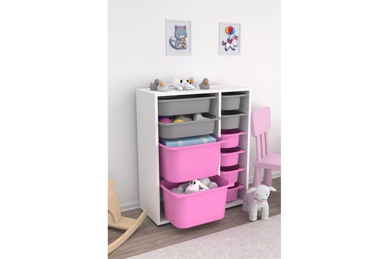 Flerbruks Kapasitetskap Sosan K6U Hvit / Grå / Veyaa - Hvit / Grå / Veyaa - Oppbevaring - Oppbevaring til småting - Oppbevaringsbokser