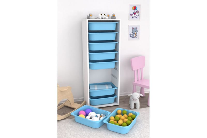 Flerbruks Kapasitetskap Stribor Hvit / Blå - Hvit / Blå - Oppbevaring - Oppbevaring til småting - Oppbevaringsbokser