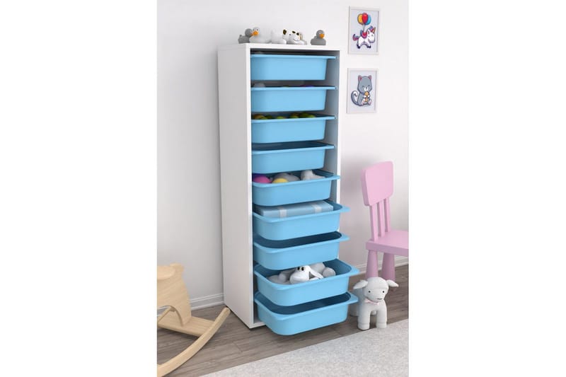 Flerbruks Kapasitetskap Stribor Hvit / Blå - Hvit / Blå - Oppbevaring - Oppbevaring til småting - Oppbevaringsbokser