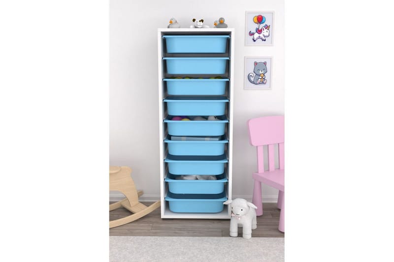 Flerbruks Kapasitetskap Stribor Hvit / Blå - Hvit / Blå - Oppbevaring - Oppbevaring til småting - Oppbevaringsbokser