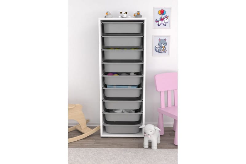 Flerbruks Kapasitetskap Stribor Hvit / Grå - Hvit / Grå - Oppbevaring - Oppbevaring til småting - Oppbevaringsbokser