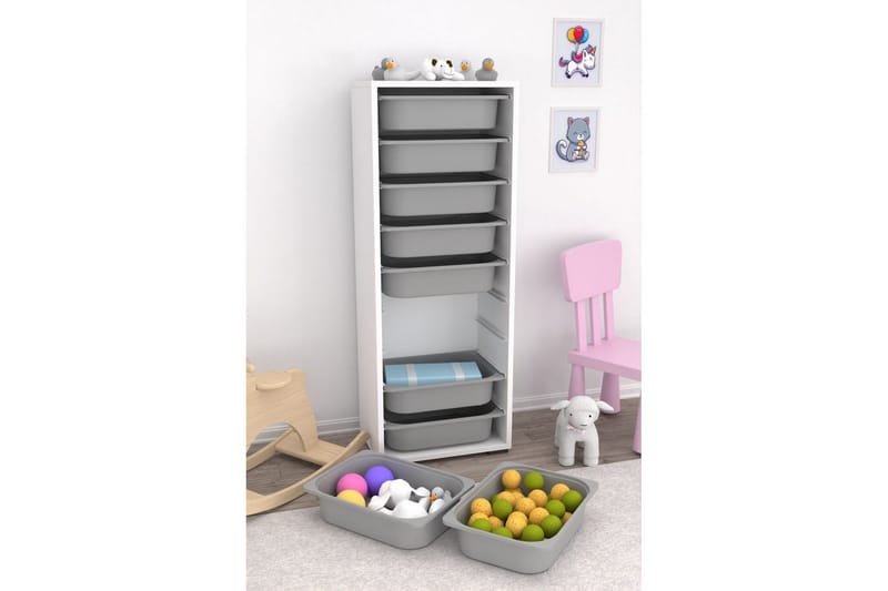 Flerbruks Kapasitetskap Stribor Hvit / Grå - Hvit / Grå - Oppbevaring - Oppbevaring til småting - Oppbevaringsbokser