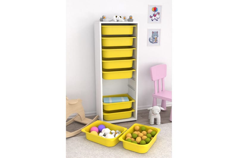 Flerbruks Kapasitetskap Stribor Hvit / Gul - Hvit / Gul - Oppbevaring - Oppbevaring til småting - Oppbevaringsbokser