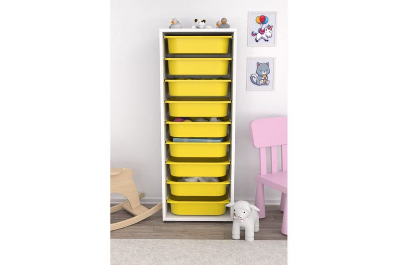 Flerbruks Kapasitetskap Stribor Hvit / Gul - Hvit / Gul - Oppbevaring - Oppbevaring til småting - Oppbevaringsbokser