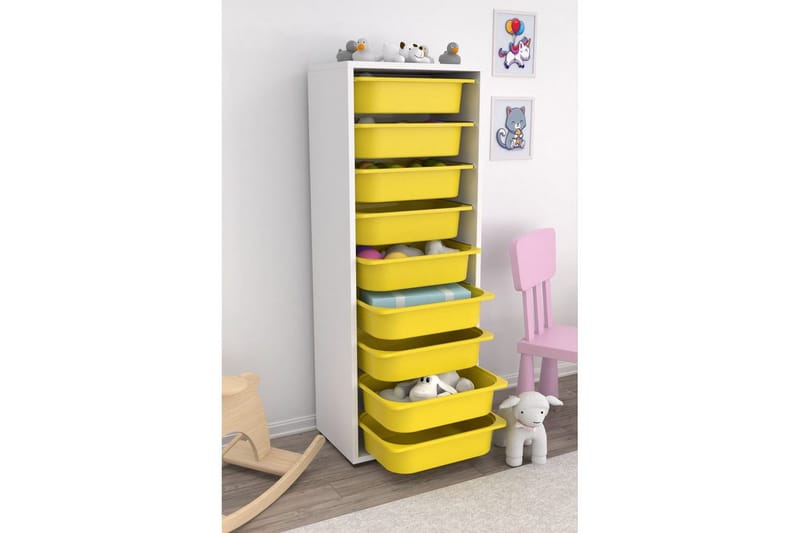 Flerbruks Kapasitetskap Stribor Hvit / Gul - Hvit / Gul - Oppbevaring - Oppbevaring til småting - Oppbevaringsbokser