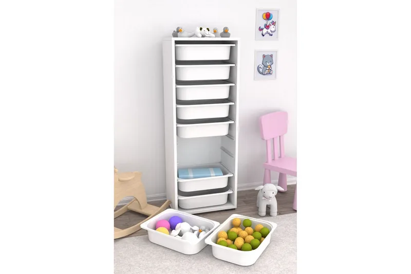 Flerbruks Kapasitetskap Stribor Hvit - Hvit - Oppbevaring - Oppbevaring til småting - Oppbevaringsbokser