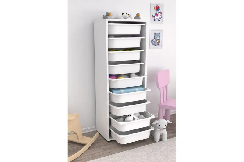 Flerbruks Kapasitetskap Stribor Hvit - Hvit - Oppbevaring - Oppbevaring til småting - Oppbevaringsbokser