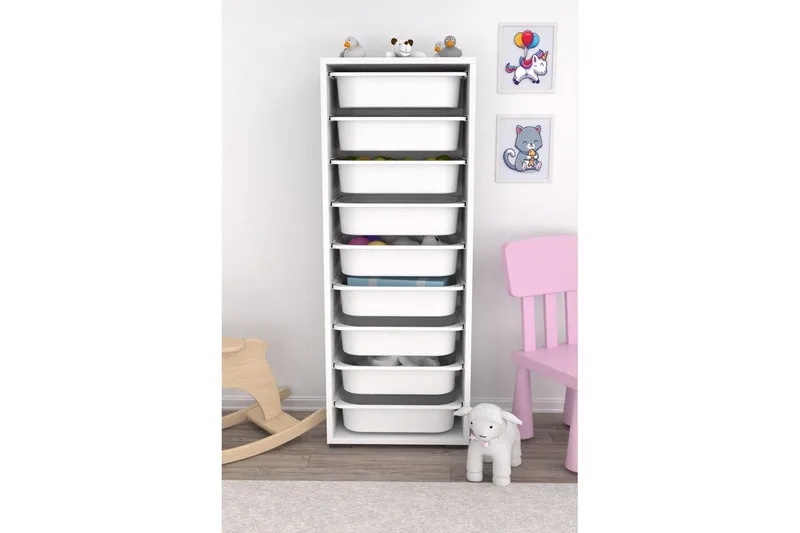 Flerbruks Kapasitetskap Stribor Hvit - Hvit - Oppbevaring - Oppbevaring til småting - Oppbevaringsbokser