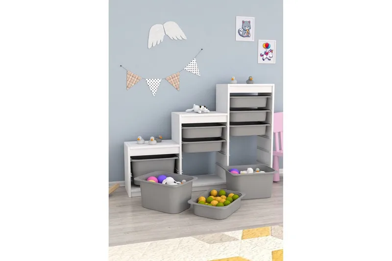 Flerbruks Kapasitetskap Swiss Hvit / Grå - Hvit / Grå - Oppbevaring - Oppbevaring til småting - Oppbevaringsbokser