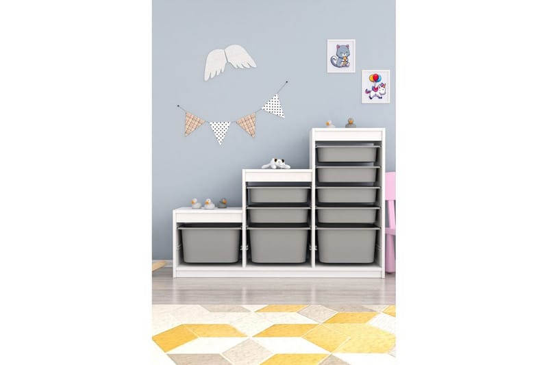 Flerbruks Kapasitetskap Swiss Hvit / Grå - Hvit / Grå - Oppbevaring - Oppbevaring til småting - Oppbevaringsbokser