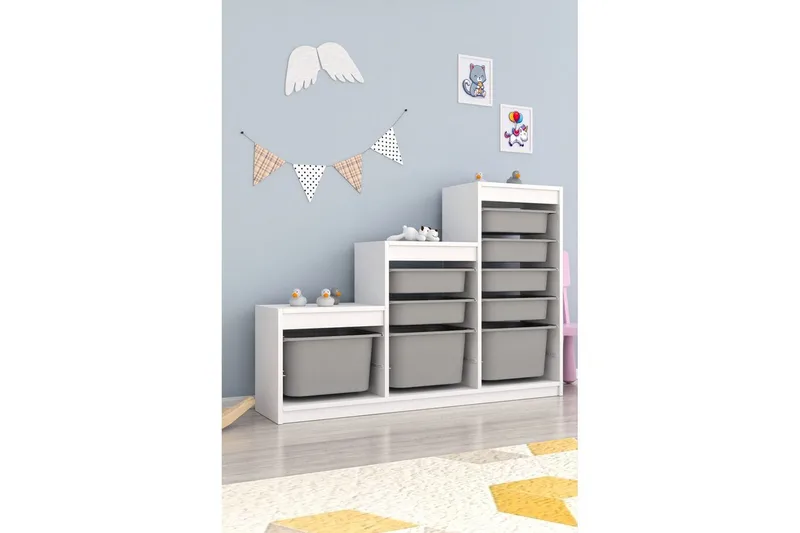 Flerbruks Kapasitetskap Swiss Hvit / Grå - Hvit / Grå - Oppbevaring - Oppbevaring til småting - Oppbevaringsbokser