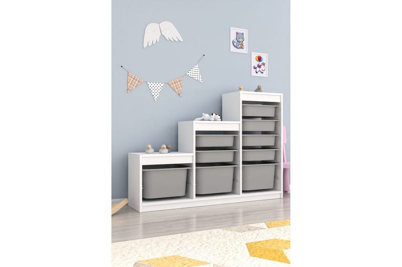 Flerbruks Kapasitetskap Swiss Hvit / Grå - Hvit / Grå - Oppbevaring - Oppbevaring til småting - Oppbevaringsbokser