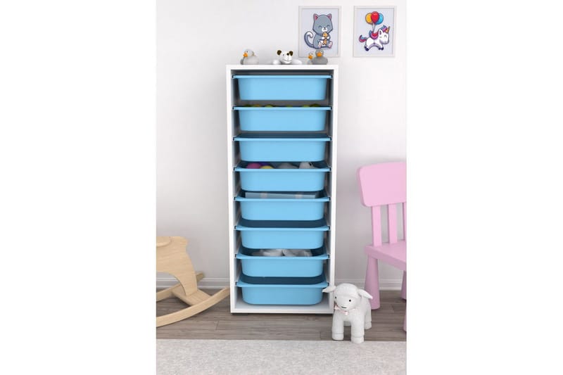 Flerbruks Kapasitetskap Versa Hvit / Blå - Hvit / Blå - Oppbevaring - Oppbevaring til småting - Oppbevaringsbokser