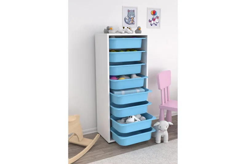 Flerbruks Kapasitetskap Versa Hvit / Blå - Hvit / Blå - Oppbevaring - Oppbevaring til småting - Oppbevaringsbokser