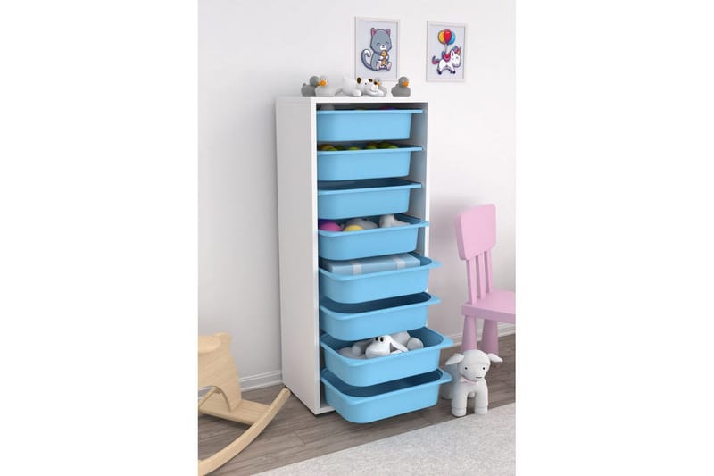 Flerbruks Kapasitetskap Versa Hvit / Blå - Hvit / Blå - Oppbevaring - Oppbevaring til småting - Oppbevaringsbokser